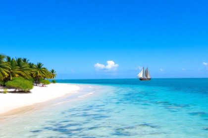 Rajskie plaże Zanzibaru z palmami i turkusową wodą.