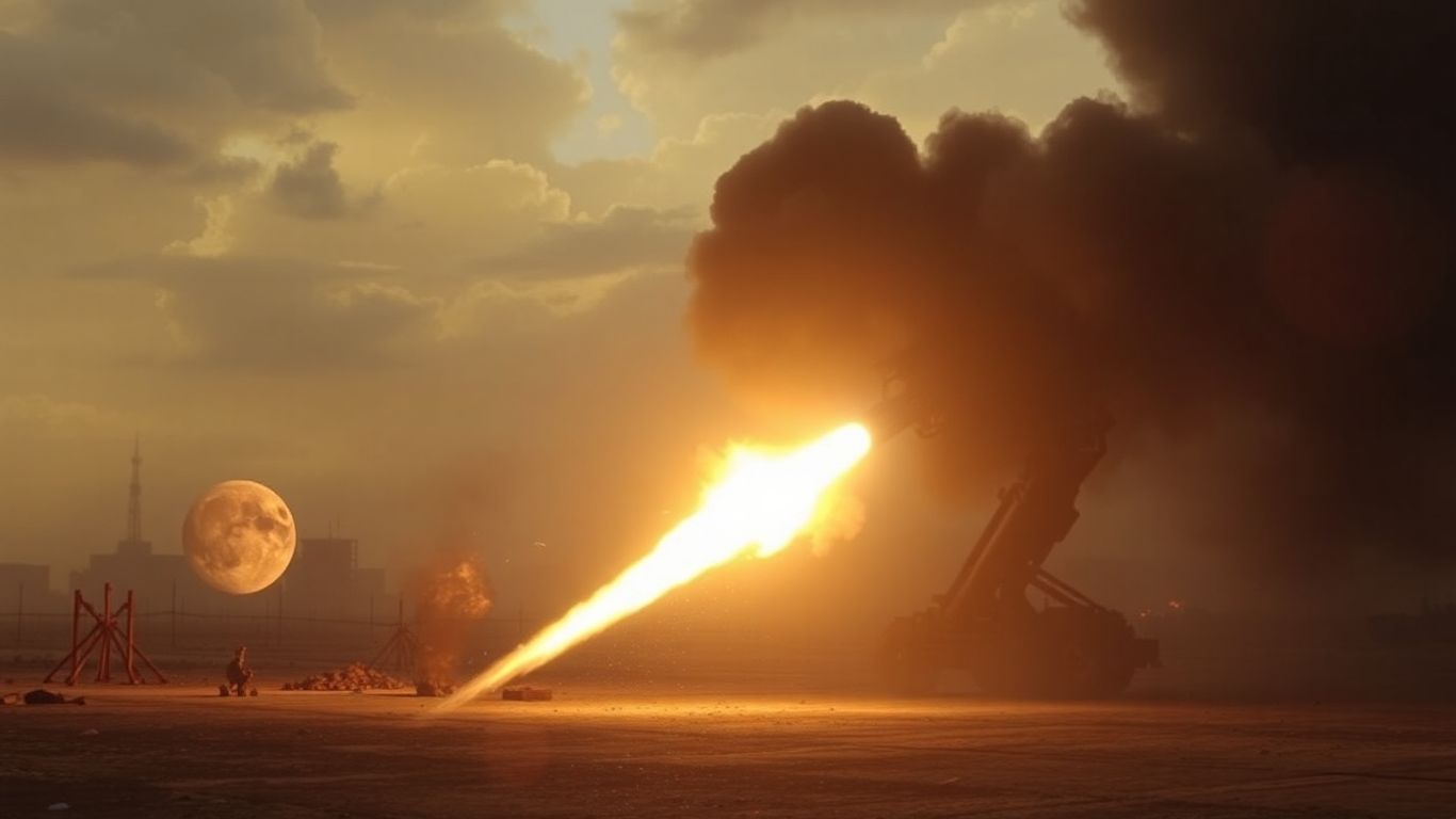 Potężny railgun wystrzeliwujący pocisk na polu bitwy.
