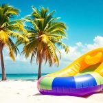 Błędnie spakowana walizka na plaży podczas wakacji.