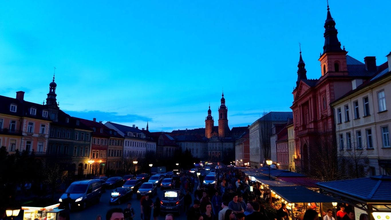Kraków nocą, ludzie na ulicy, wydarzenia kulturalne