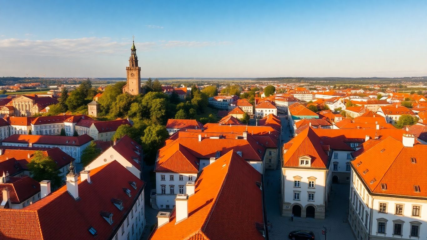 Widok na Stare Miasto w Wilnie z wieżą Giedymina
