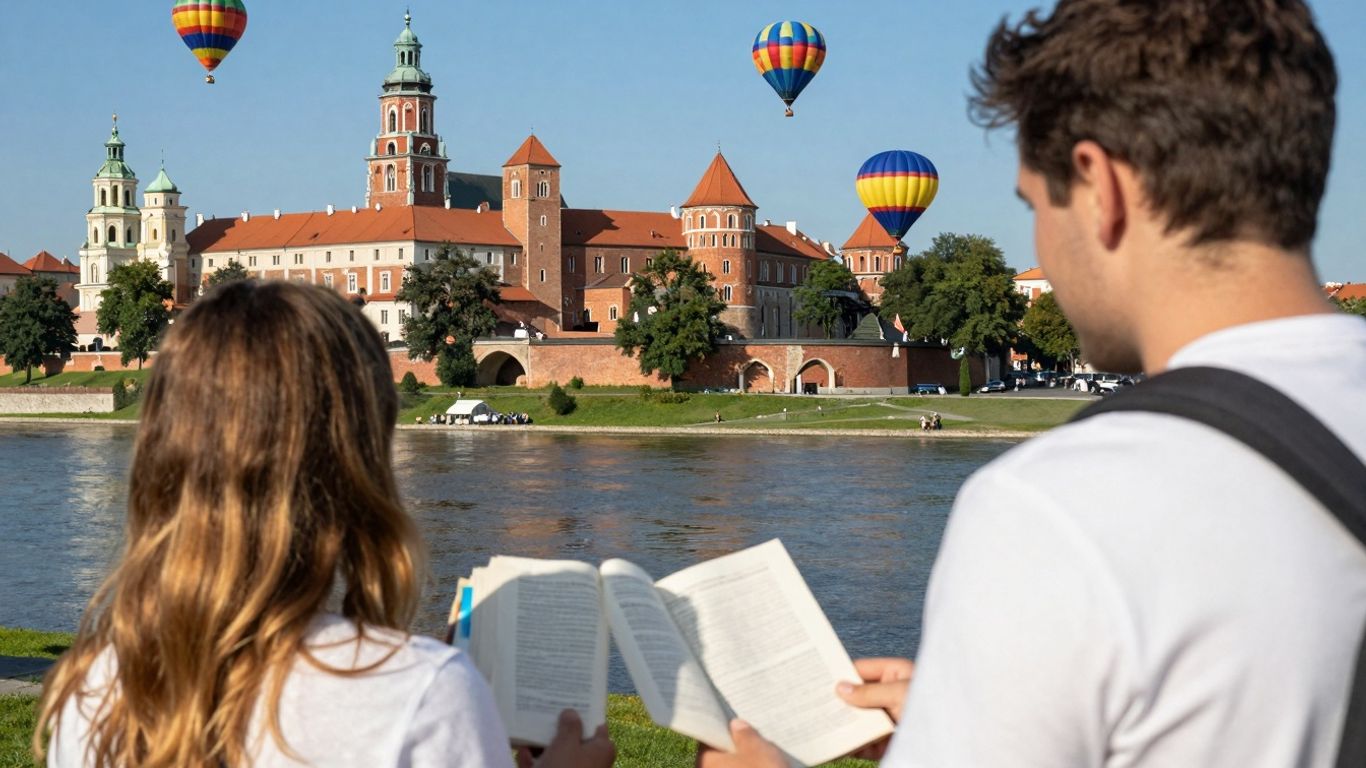 Widok na Zamek Królewski na Wawelu w Krakowie.