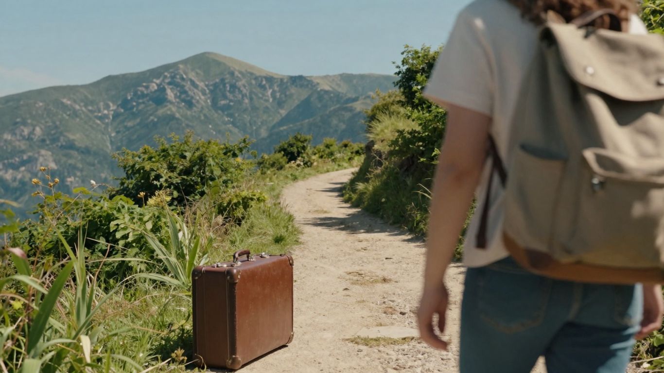Inspirujące krajobrazy i walizka podróżna.