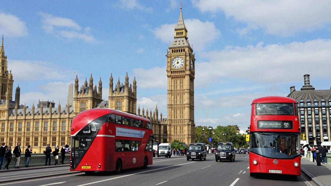 Londyn z Big Benem i czerwonym autobusem