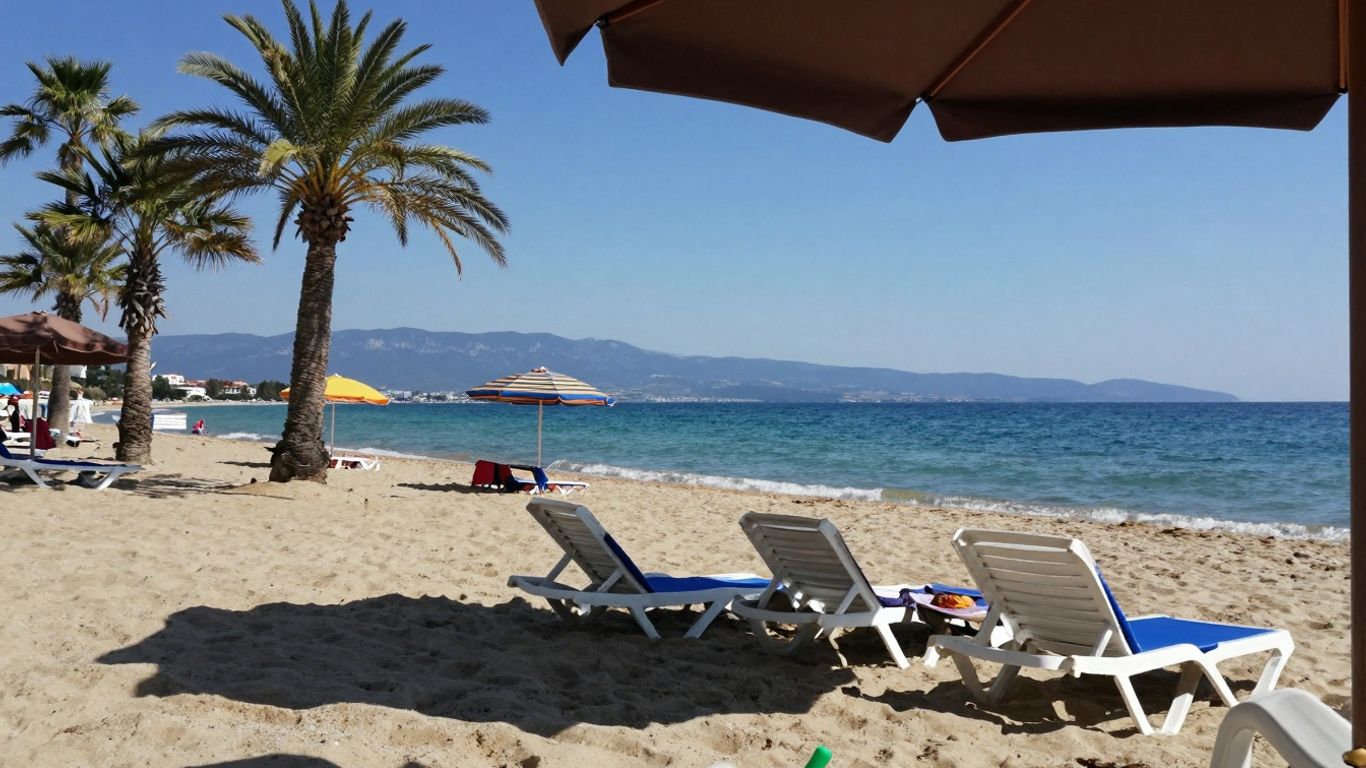 Piękna plaża w Bułgarii z turkusową wodą i złotym piaskiem.